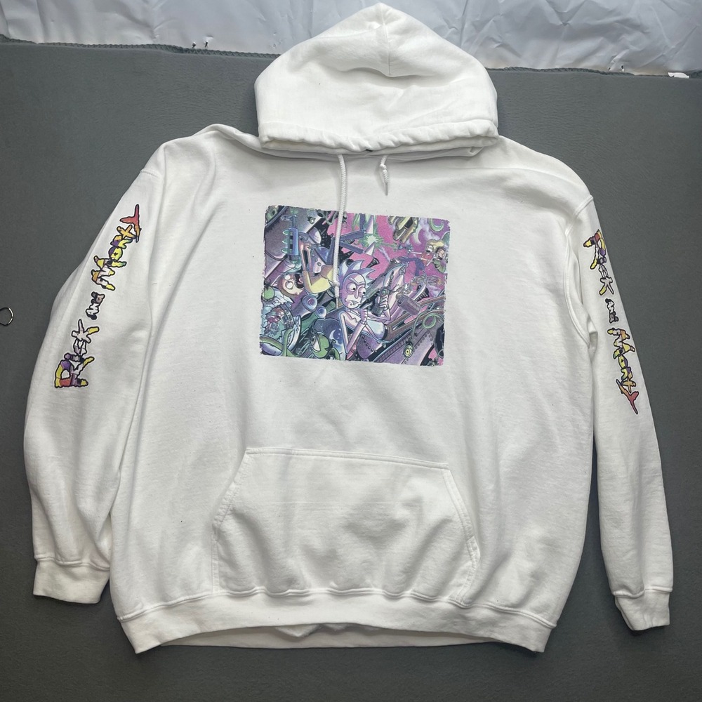 Rick and Morty Men Hoodie Cotton Blend White 4XL Graphic Streetwear Pullover
